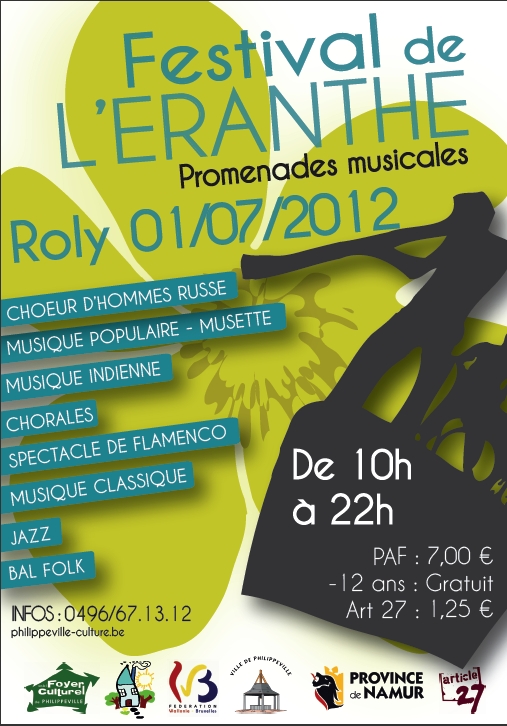 Affiche. Festival de l'Eranthe. Promenades musicales. Roly. 2012-07-01